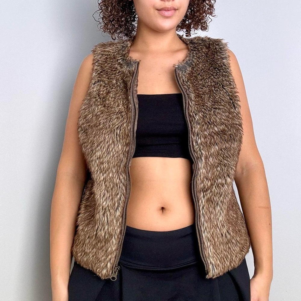Y2K Brown Faux Fur Vest